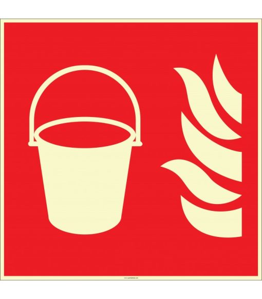 Fosforlu Yangın Kovası İşareti Levhası: Acil Güvenlik Etiketi