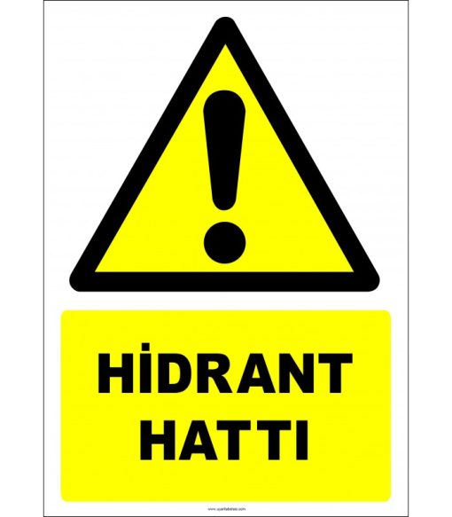 Dikkat! Hidrant Hattı Levhası - Acil Uyarı Tabelası