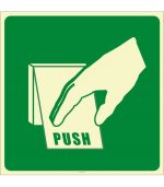 Fosforlu "Açmak İçin Plakayı İtiniz" Acil Çıkış İşareti