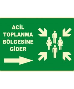 Acil Toplanma Bölgesine Gider, Sağ Yön Levhası - Güvenlik İşareti