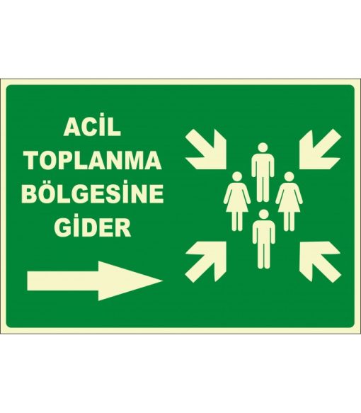 Acil Toplanma Bölgesine Gider, Sağ Yön Levhası - Güvenlik İşareti