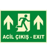 Fosforlu Acil Çıkış Levhası: Türkçe İngilizce, Yukarı Yön Exit