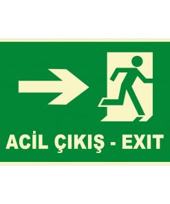 Fosforlu Acil Çıkış Levhası: Sağa Koşan Adam Türkçe İngilizce