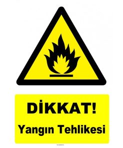 Dikkat! Yangın Tehlikesi Levhası - Acil Güvenlik Uyarısı