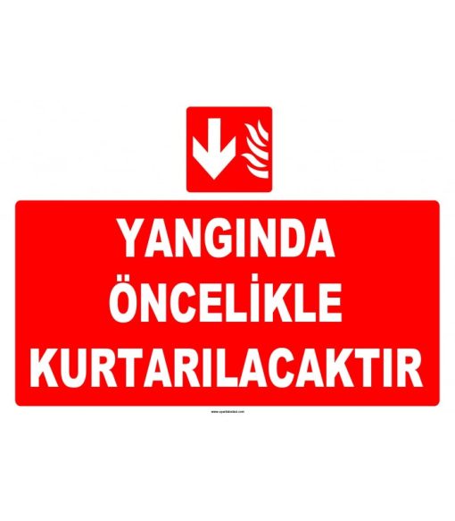 Yangında Öncelikle Kurtarılacaklar İşareti Levhası Etiketi