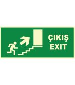 Fosforlu Acil Çıkış/Exit Merdiven Yönlendirme Levhası