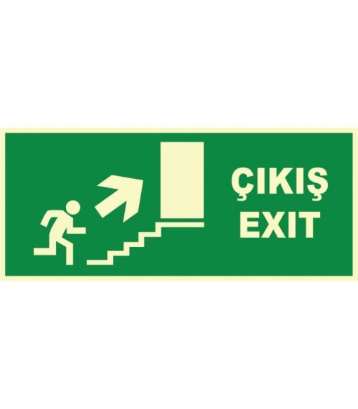 Fosforlu Acil Çıkış/Exit Merdiven Yönlendirme Levhası