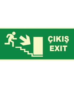 Fosforlu Acil Çıkış/Exit Merdivenden Aşağı Levhası