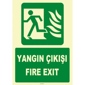 Fosforlu Yangın Çıkışı / Fire Exit Levhası - Acil Durum Tabelası