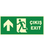 Fosforlu Acil Çıkış / Exit Levhası - Sol Yukarı Yönlendirme