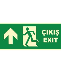 Fosforlu Acil Çıkış / Exit Levhası - Sol Yukarı Yönlendirme