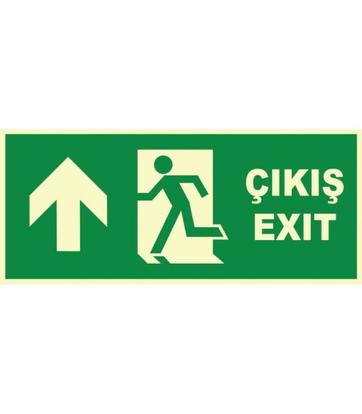 Fosforlu Acil Çıkış / Exit Levhası - Sol Yukarı Yönlendirme