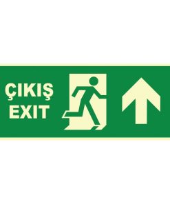 Fosforlu Acil Çıkış/Exit Levhası Sağ Yukarı Yönlendirmeli