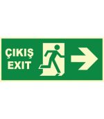 Fosforlu Acil Çıkış / Exit Levhası - Sağa Yönlendirme Tabelası
