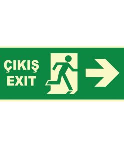 Fosforlu Acil Çıkış / Exit Levhası - Sağa Yönlendirme Tabelası