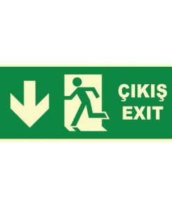 Fosforlu Acil Çıkış Levhası - Aşağı Yön Güvenlik Etiketi