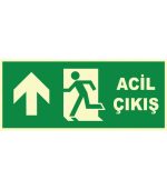 Fosforlu Acil Çıkış Levhası - Sol Yukarı Yönlendirme Tabelası
