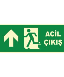 Fosforlu Acil Çıkış Levhası - Sol Yukarı Yönlendirme Tabelası