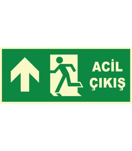 Fosforlu Acil Çıkış Levhası - Sol Yukarı Yönlendirme Tabelası