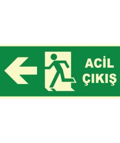 Fosforlu Acil Çıkış Levhası - Sol Yön (Yüksek Görünürlük)