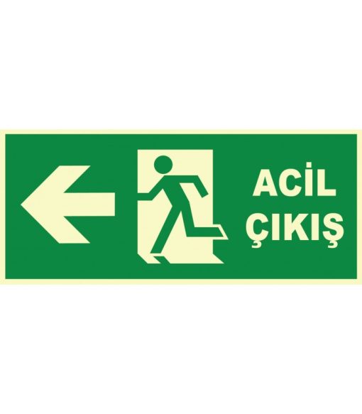 Fosforlu Acil Çıkış Levhası - Sol Yön (Yüksek Görünürlük)