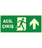Fosforlu Acil Çıkış Levhası - Sağa ve Yukarı Yönlendirme