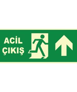 Fosforlu Acil Çıkış Levhası - Sağa ve Yukarı Yönlendirme