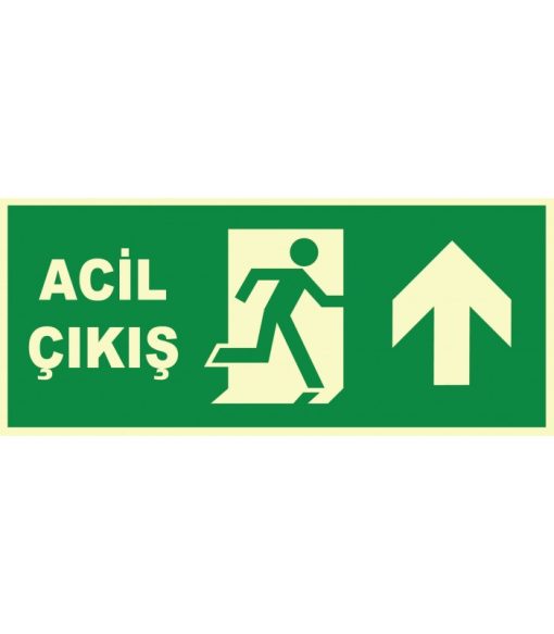 Fosforlu Acil Çıkış Levhası - Sağa ve Yukarı Yönlendirme
