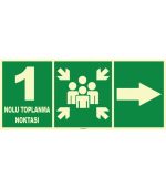 Fosforlu Acil Toplanma Noktası İşareti - Sağ Yön Levhası