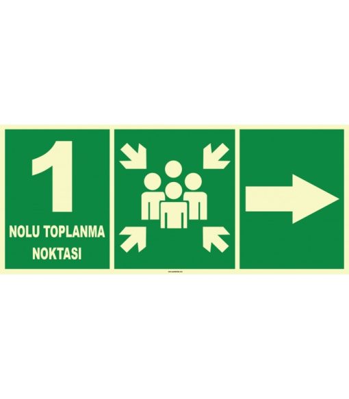 Fosforlu Acil Toplanma Noktası İşareti - Sağ Yön Levhası