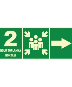 Fosforlu Acil Toplanma Noktası Sağ Yön İşareti Levhası