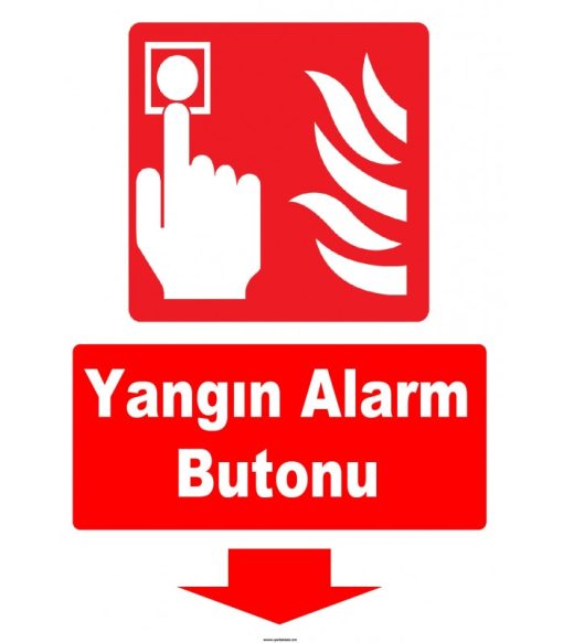 Yangın Alarm Butonu Levhası - Aşağı Yönlendirme Tabelası