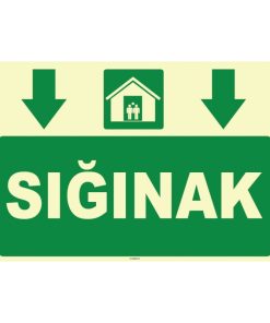 Sığınak Aşağı Yönlendirme Levhası - Acil Durum İşareti
