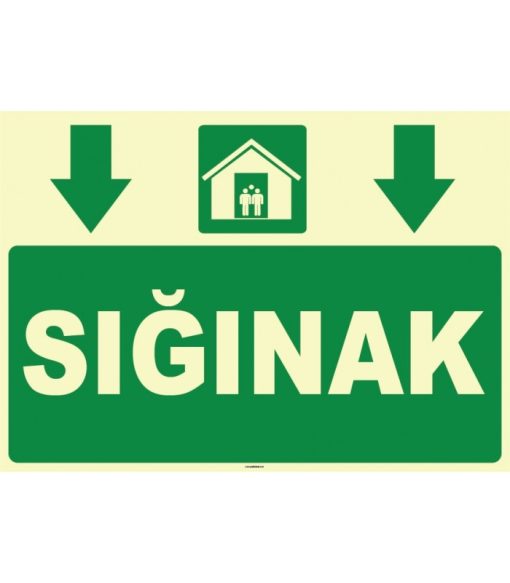 Sığınak Aşağı Yönlendirme Levhası - Acil Durum İşareti