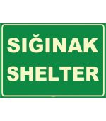 Türkçe İngilizce Sığınak Levhası - Acil Durum Shelter Tabelası
