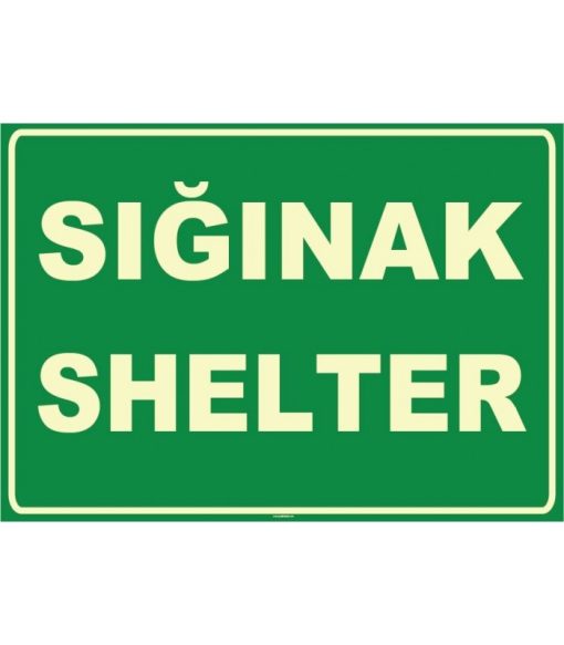 Türkçe İngilizce Sığınak Levhası - Acil Durum Shelter Tabelası