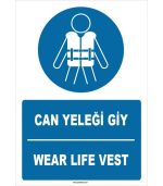 Can Yeleği Giy Levhası - Türkçe İngilizce Wear Life Vest