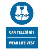 Türkçe İngilizce Can Yeleği Giy / Wear Life Vest Levhası