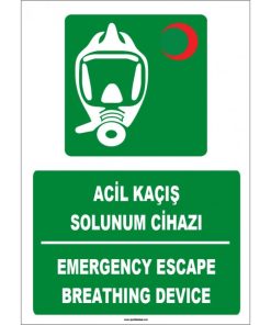 Acil Kaçış Solunum Cihazı ISO 7010 Türkçe/İngilizce Levha