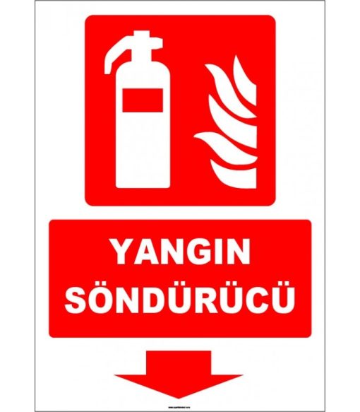 ISO 7010 Yangın Söndürücü İşareti - Aşağı Yön Levhası