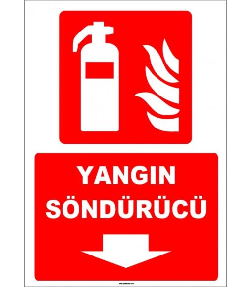 ISO 7010 Yangın Söndürücü Levhası (Aşağı Yön)