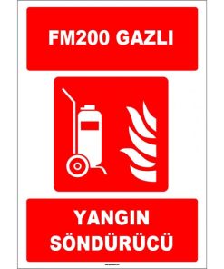 Tekerlekli FM200 Gazlı Yangın Söndürücü - ISO 7010 Onaylı