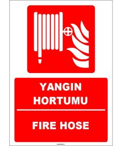 Türkçe İngilizce Yangın Hortumu - Fire Hose Levhası (ISO 7010)