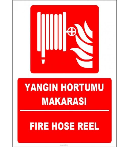 Türkçe İngilizce Yangın Hortumu Makarası (Fire Hose Reel) ISO 7010