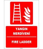 Türkçe İngilizce Yangın Merdiveni (Fire Ladder) Levhası ISO 7010