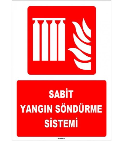 Sabit Yangın Söndürme Sistemi ISO 7010 Levhası Etiketi