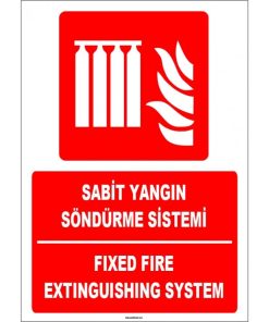 Türkçe İngilizce Sabit Yangın Söndürme Sistemi Levhası (ISO 7010)