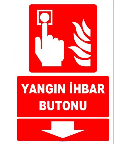 ISO 7010 Yangın İhbar Butonu (Aşağıda) - Acil Alarm Düğmesi