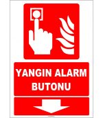 ISO 7010 Yangın Alarm Butonu Levhası - Aşağı Yön Güvenlik İşareti