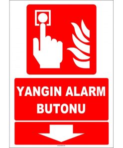 ISO 7010 Yangın Alarm Butonu Levhası - Aşağı Yön Güvenlik İşareti